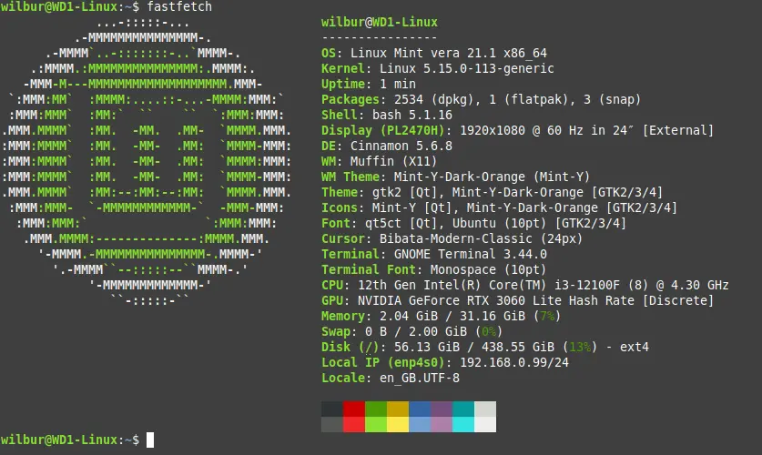 fastfetch for main pc on linux
